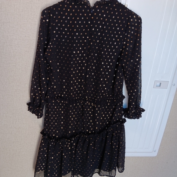 Hunter Bell New York Women’s Amanda 3/4 Sleeve Black Gold Dress Size 4 semi new - Picture 3 of 6